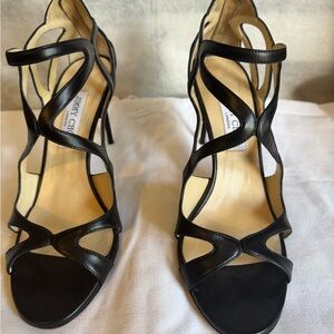 Jimmy Choo Leslie Black Strappy Heels Sz 40.5